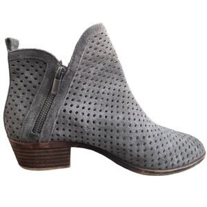 Lucky Brand Ankle Booties, Boho Side Zip Perforated Boots Womens Sz 7 Grey